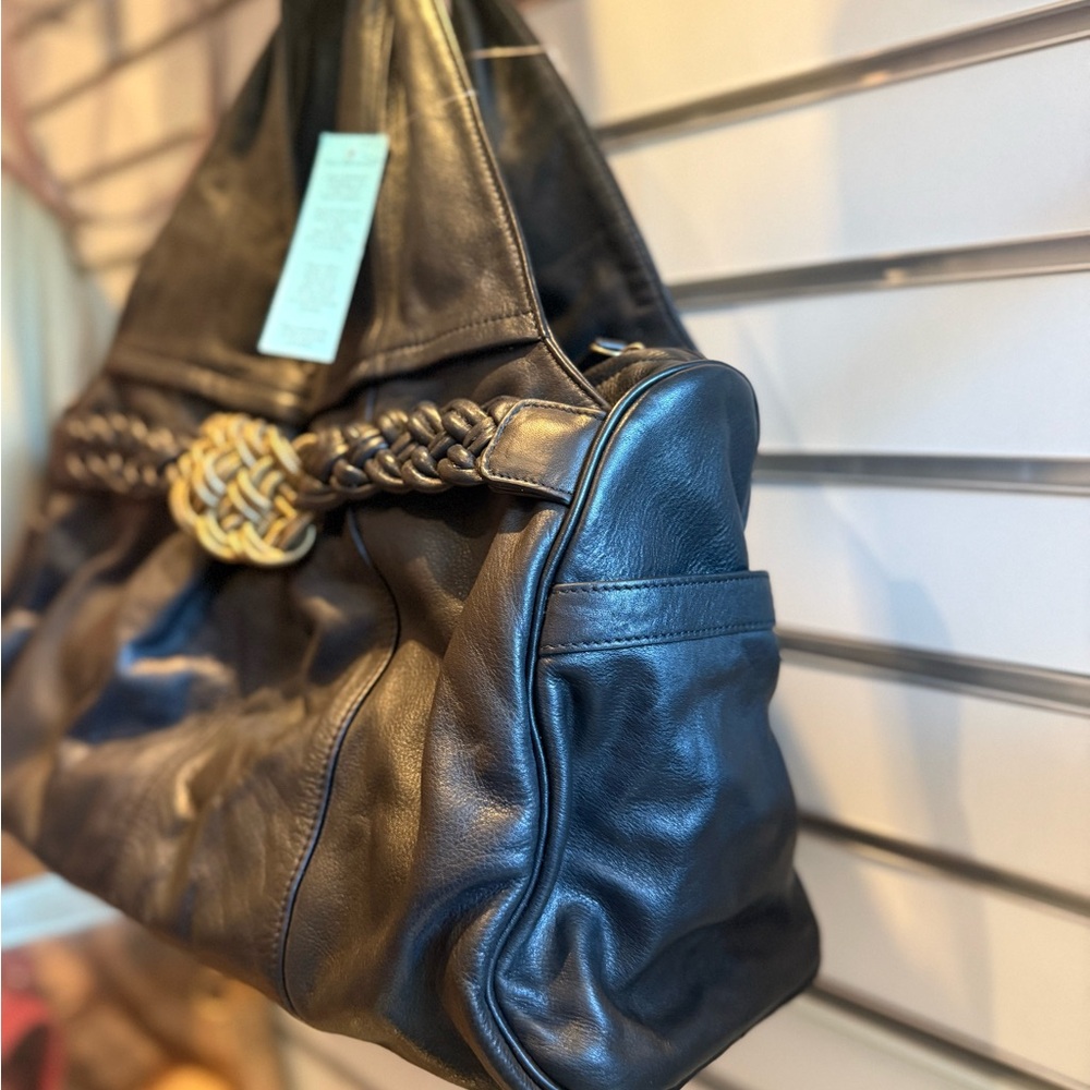 NWT Aqua Madonna Genuine Leather Satchel - designer direct - Picture 3 of 6